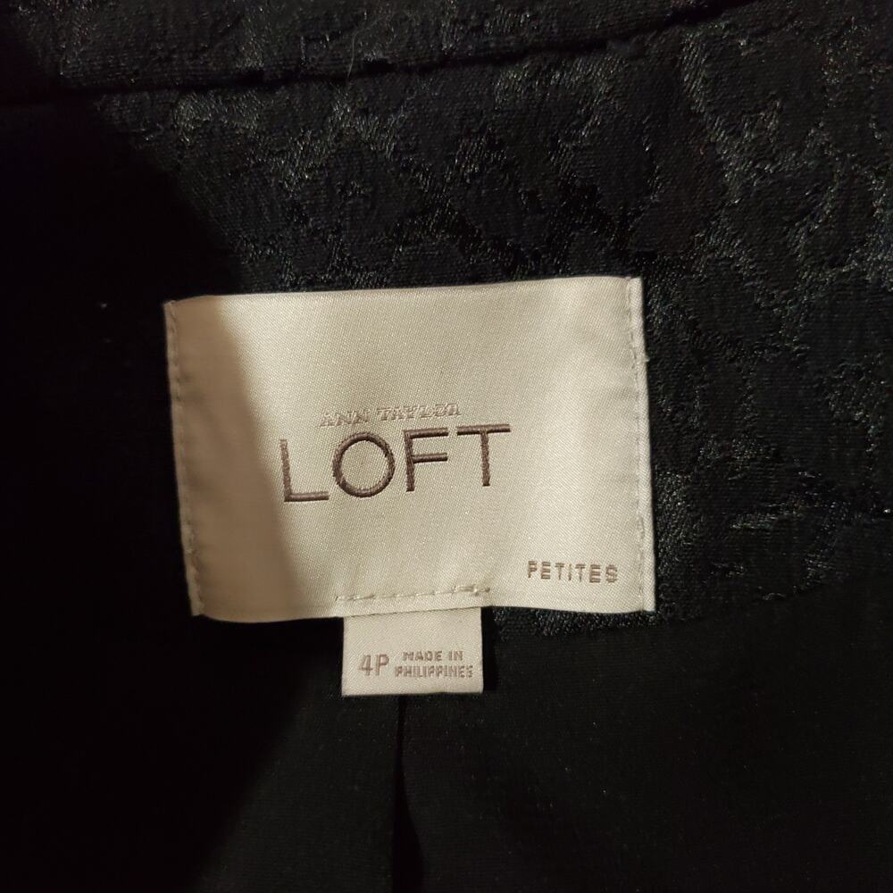 Ann Taylor LOFT Womens Leopard Print Jaquard Blazer Jacket Size 4 Petite Black - Picture 8 of 11